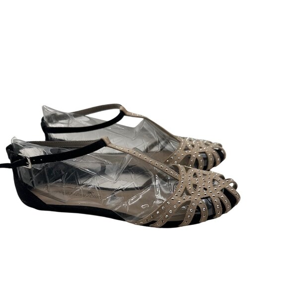 Montego Bay Size 6.5 Rhinestone Closed Toe Sandals Ankle Strap Black Heels - Picture 4 of 10